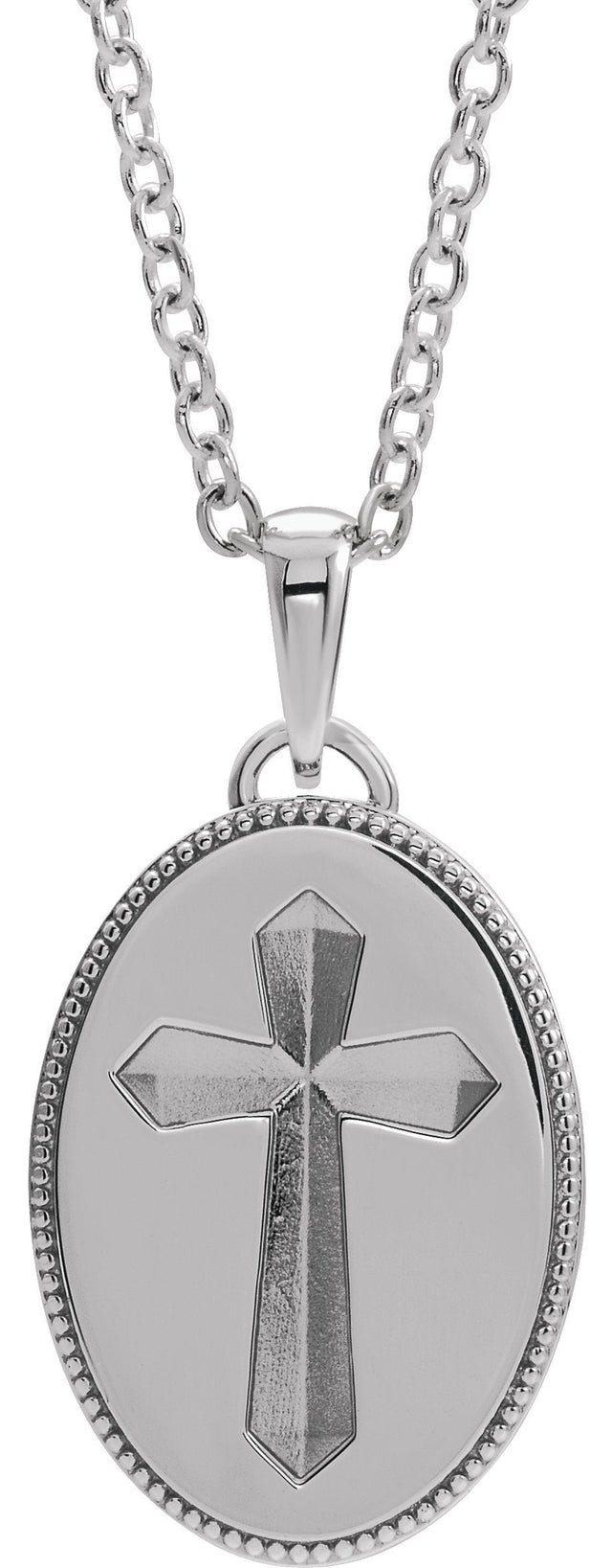 Platinum Cross Medal Necklace or Pendant