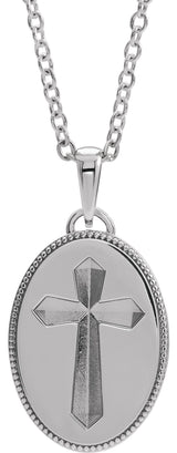 14K Gold Cross Medal Necklace or Pendant - White Gold