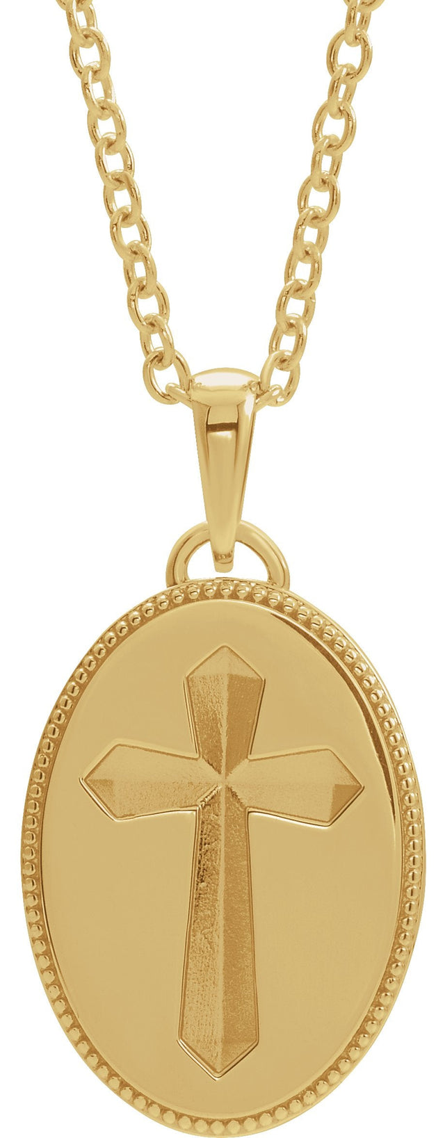 14K Gold Cross Medal Necklace or Pendant - Yellow Gold