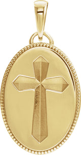 14K Gold Cross Medal Necklace or Pendant - Yellow Gold