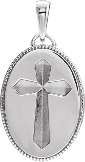 Platinum Cross Medal Necklace or Pendant
