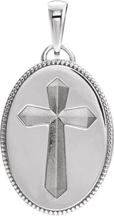 14K Gold Cross Medal Necklace or Pendant - White Gold