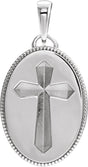 14K Gold Cross Medal Necklace or Pendant - White Gold