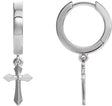 Platinum Cross Hoop Earrings II