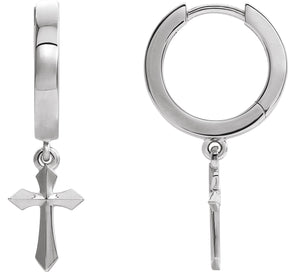 Platinum Cross Hoop Earrings II