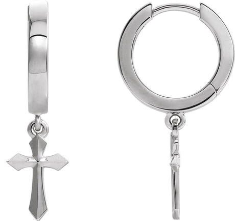 Platinum Cross Hoop Earrings II
