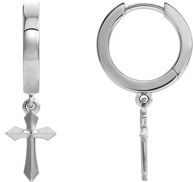 Platinum Cross Hoop Earrings II