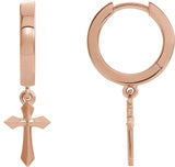 14K Gold Cross Hoop Earrings II - Rose Gold