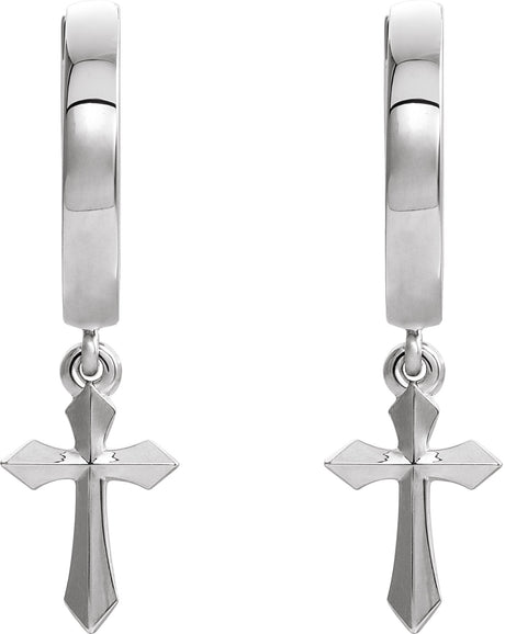 Platinum Cross Hoop Earrings II - view 2