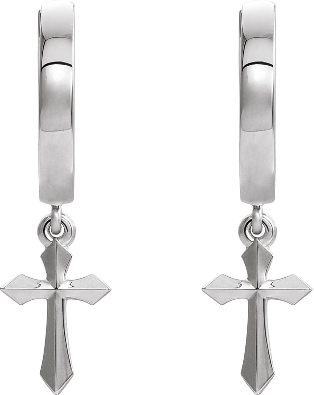 Platinum Cross Hoop Earrings II - view 2
