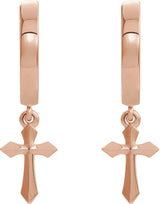14K Gold Cross Hoop Earrings II - Rose Gold - view 2