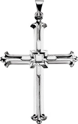 14K Gold Cross Pendant – 45.5x31.5mm - White Gold