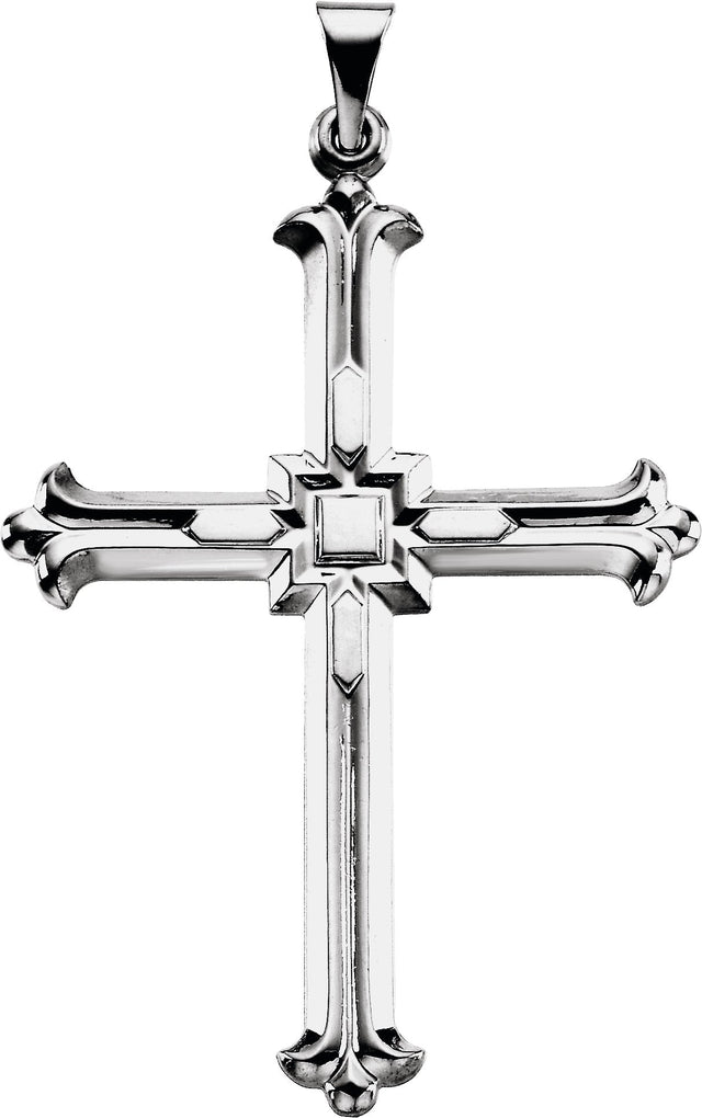 14K Gold Cross Pendant – 45.5x31.5mm - White Gold