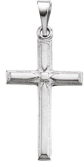 14K Gold Cross Pendant – 19x12.5mm - White Gold