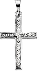14K Gold Cross Pendant – 24.5x22mm - White Gold