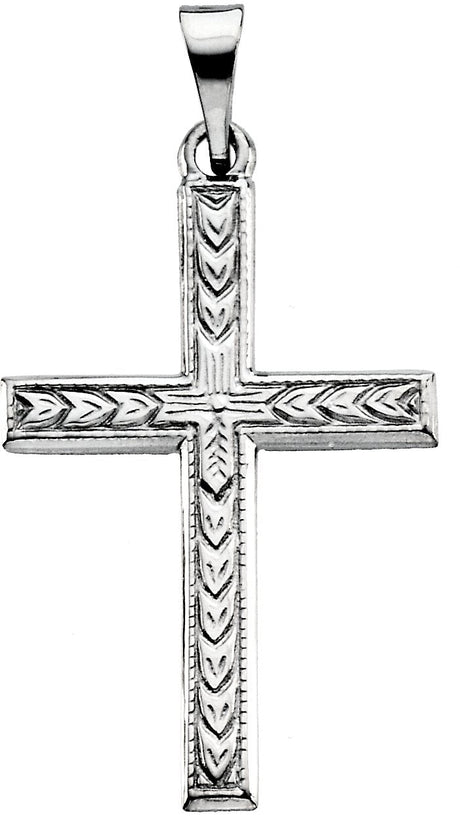 14K Gold Cross Pendant – 24.5x22mm - White Gold
