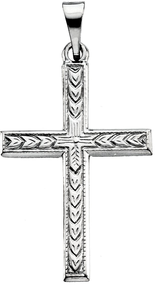 14K Gold Cross Pendant – 24.5x22mm - White Gold