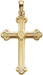 14K Gold Cross Pendant V - Yellow Gold