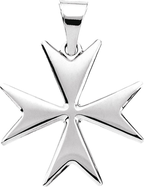 14K Gold Maltese Cross Pendant - White Gold