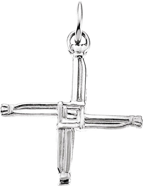 14K Gold St. Bridget's Cross Pendant - White Gold