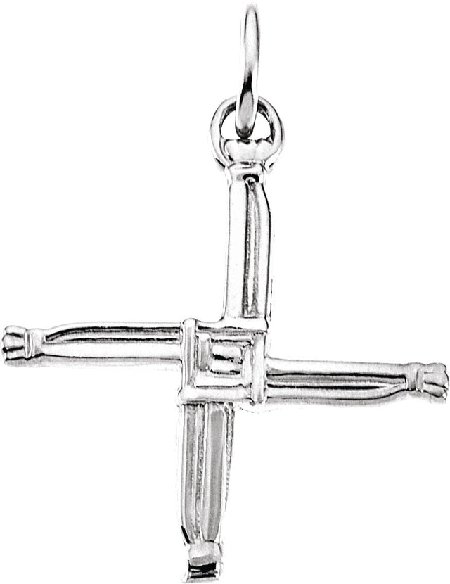 14K Gold St. Bridget's Cross Pendant - White Gold