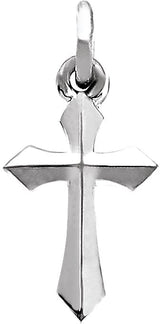 14K Gold Cross Necklace or Pendant – 10x6mm - White Gold
