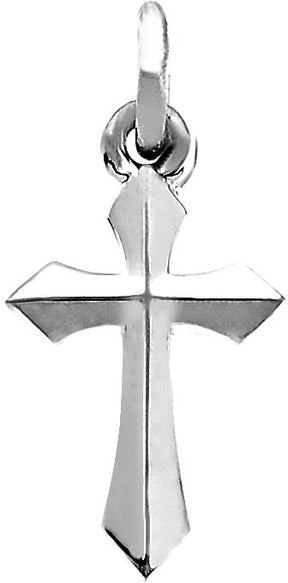 14K Gold Cross Necklace or Pendant – 10x6mm - White Gold