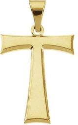 14K Gold Tau Cross Pendant - Yellow Gold