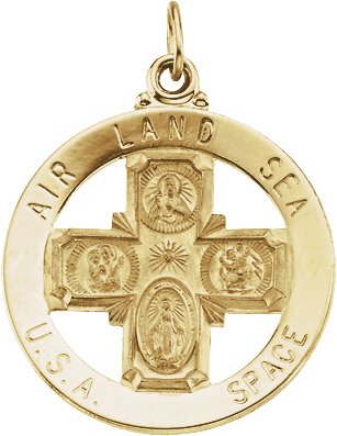 14K Gold St. Christopher Four-Way Medal