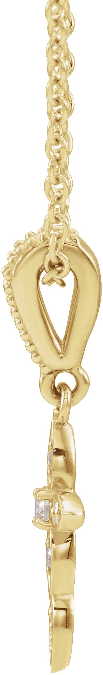 14K Gold Round Natural Diamond Vintage-Inspired Cross Necklace or Pendant - Yellow Gold - view 5