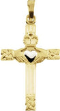 14K Gold Claddagh Cross Pendant