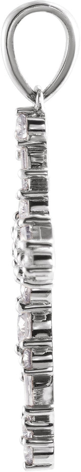 Platinum Natural Diamond Scattered Cross Necklace or Pendant - view 4