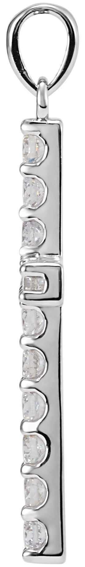 14K Gold Round Lab-Grown Diamond Accented Cross Necklace or Pendant - White Gold - view 11