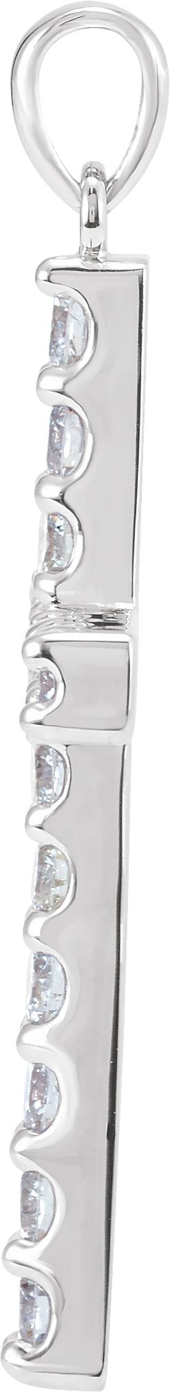 14K Gold Round Natural Diamond Accented Cross Necklace or Pendant - White Gold - view 11
