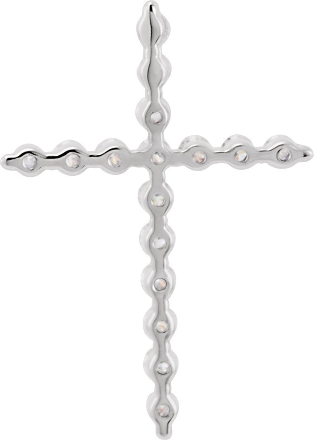 14K Gold Round Natural Diamond Cross Necklace or Pendant – up to 1 1/4 CTW - White Gold - view 9