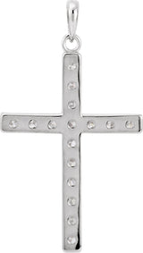 14K Gold Round Natural Diamond Accented Cross Necklace or Pendant - White Gold - view 12