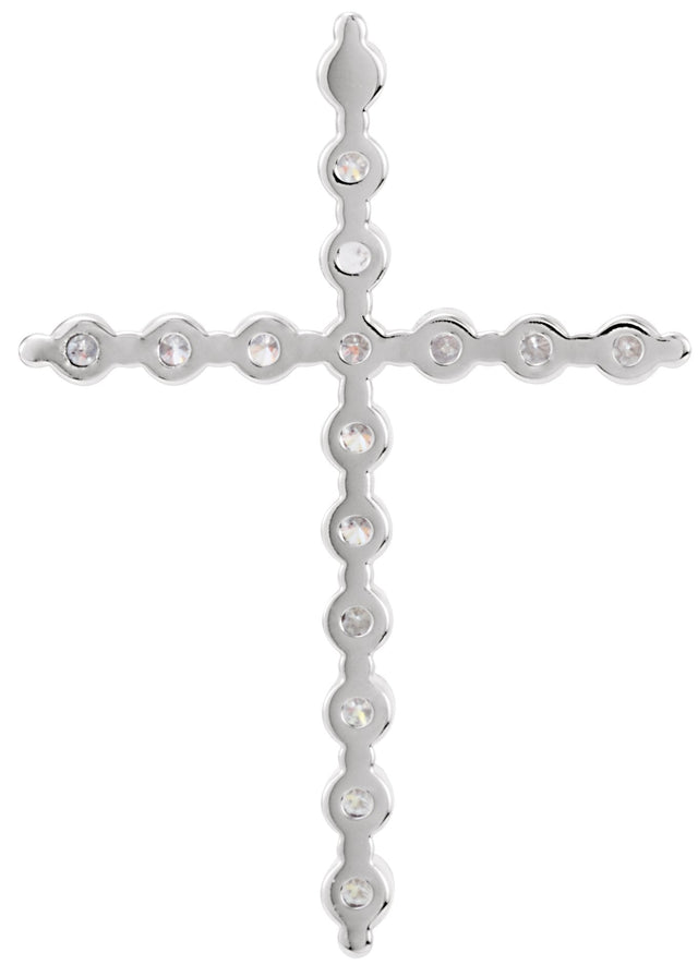 14K Gold Round Natural Diamond Cross Necklace or Pendant – up to 1 1/4 CTW - White Gold - view 9