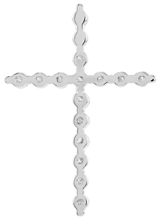 Platinum Round Lab-Grown Diamond Cross Necklace or Pendant - view 9