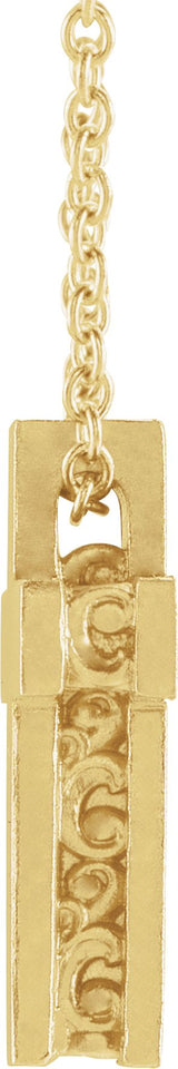 14K Gold Scroll Cross Necklace or Pendant - Yellow Gold - view 2