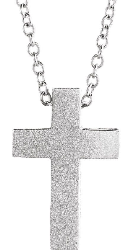 14K Gold Scroll Cross Necklace or Pendant - White Gold