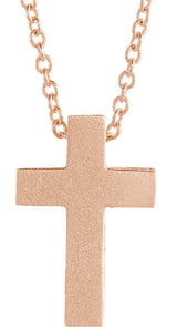 14K Gold Scroll Cross Necklace or Pendant - Rose Gold