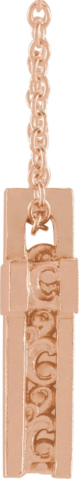 14K Gold Scroll Cross Necklace or Pendant - Rose Gold - view 2