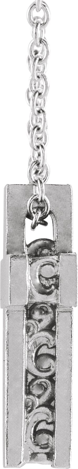 14K Gold Scroll Cross Necklace or Pendant - White Gold - view 2
