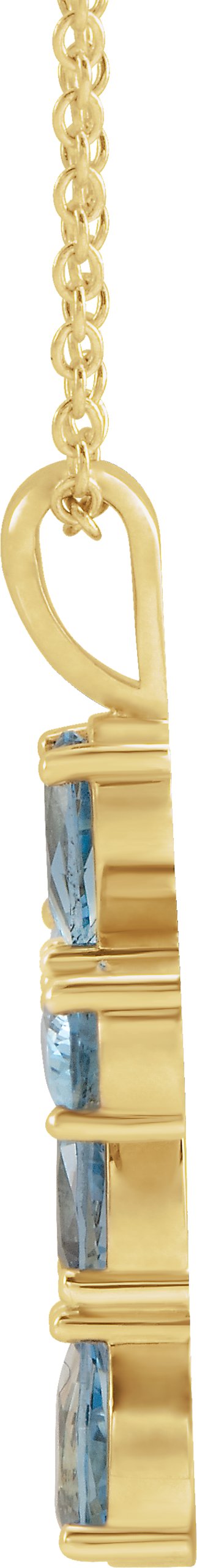 14K Gold Pear Natural Aquamarine Cross Necklace or Pendant - Yellow Gold - view 6