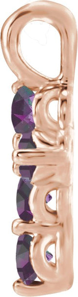14K Gold Round Lab-Grown Alexandrite Accented Cross Necklace or Pendant - Rose Gold - view 6