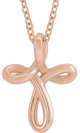 14K Gold Youth Cross Necklace or Pendant - Rose Gold