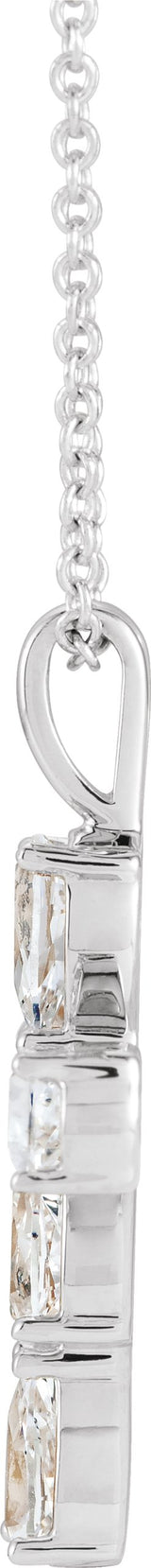 Platinum Pear Natural White Sapphire Cross Necklace or Pendant - view 8