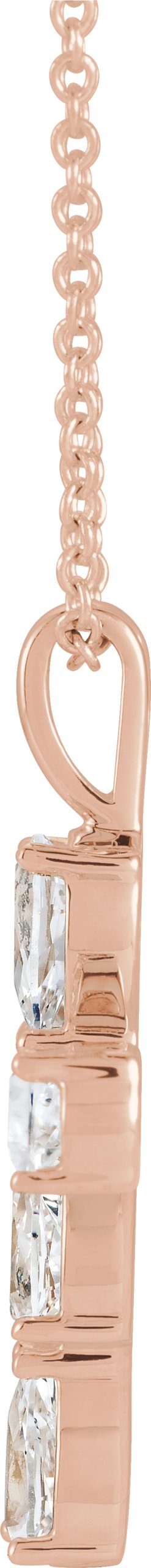 14K Gold Pear Natural White Sapphire Cross Necklace or Pendant - Rose Gold - view 8