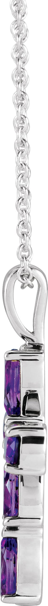 14K Gold Pear Natural Amethyst Cross Necklace or Pendant - White Gold - view 6