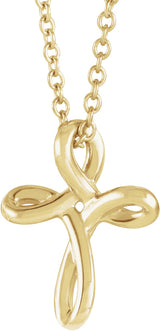 14K Gold Youth Cross Necklace or Pendant - Yellow Gold